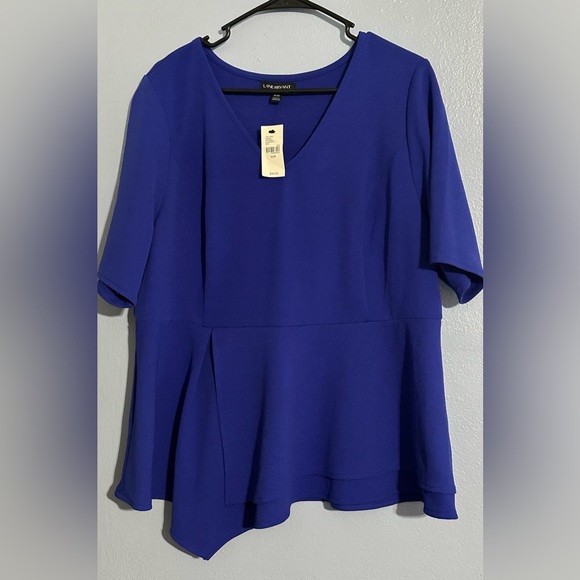 Lane Bryant Royal Blue Asymmetrical Peplum Blouse - Picture 1 of 3